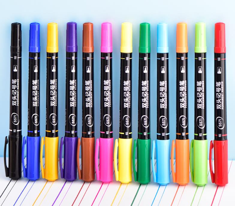 deli得力彩色记号笔12色装